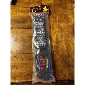 Rock 2 You Guitar and Bass Strap Black Leather Cotton Replacement Strap NEW